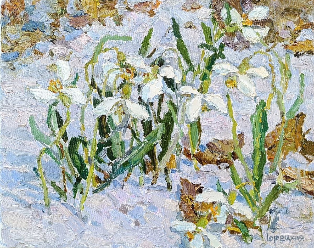 Полина Горецкая «Подснежники» 2026 холст, масло 40х50 частная коллекция