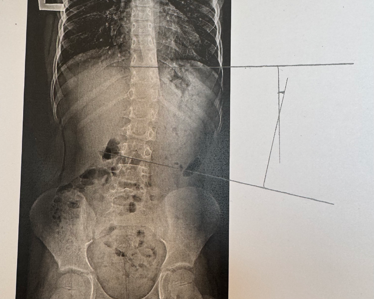 Вот я все построила и обозначила вам угол. Даже на глаз без транспортира, сколько здесь градусов? Хотя можете и транспортиром померить, чтобы точно.