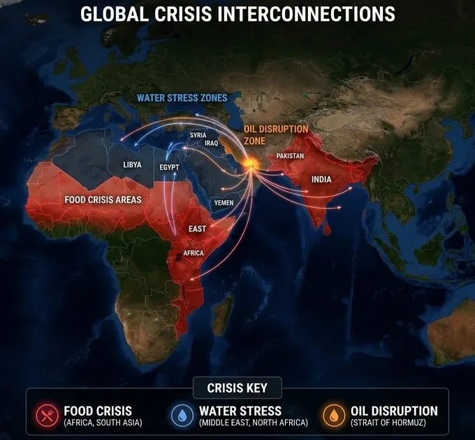    Крупнейшие страны Азии и Африки может захлестнуть сразу несколько кризисов одновременно. Иллюстрация: соцсети