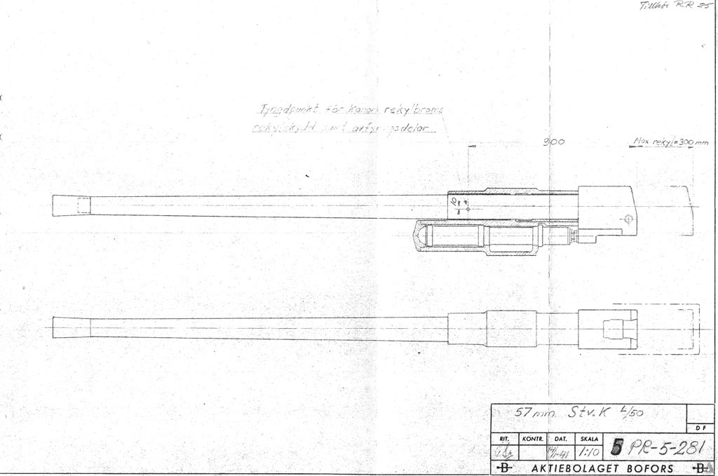 57 mm Stv K L/50, первая пушка такого калибра была танковой.