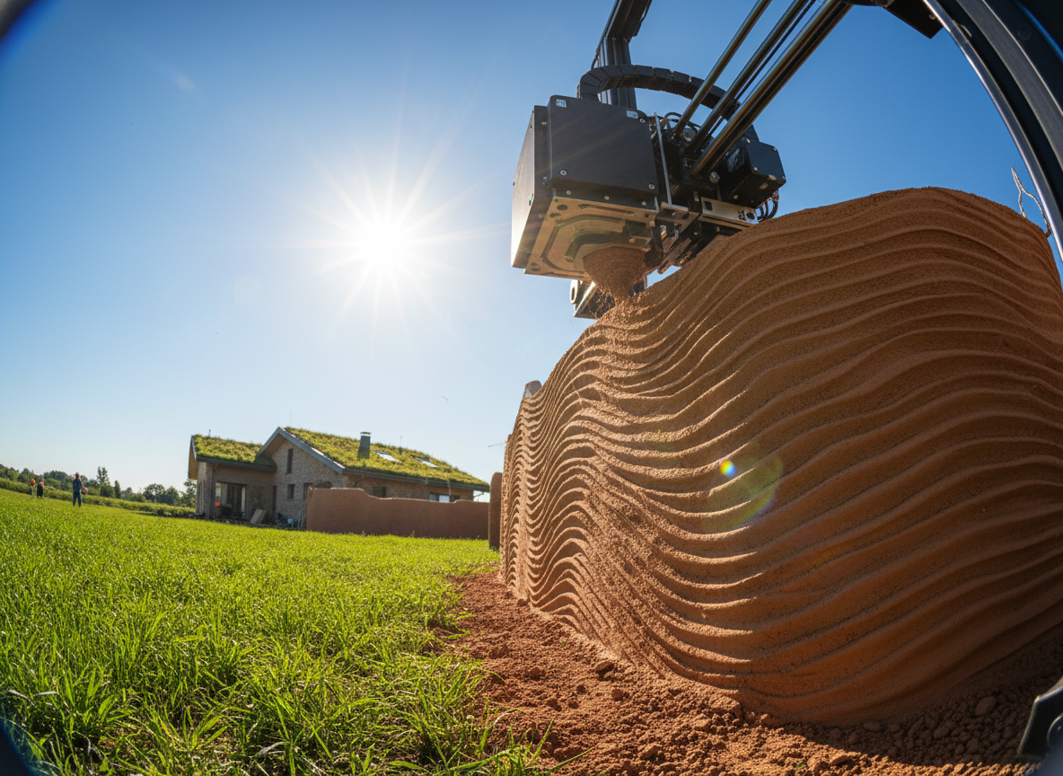 Стены этого дома напечатаны из земли, которая была под ногами застройщика. Никаких фур с кирпичом, никаких бетономешалок. Технология уже работает в Италии, Испании, Японии. А в России? Читайте в статье 👇