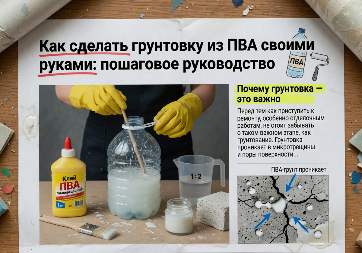 Как сделать грунтовку из ПВА своими руками: пошаговое руководство