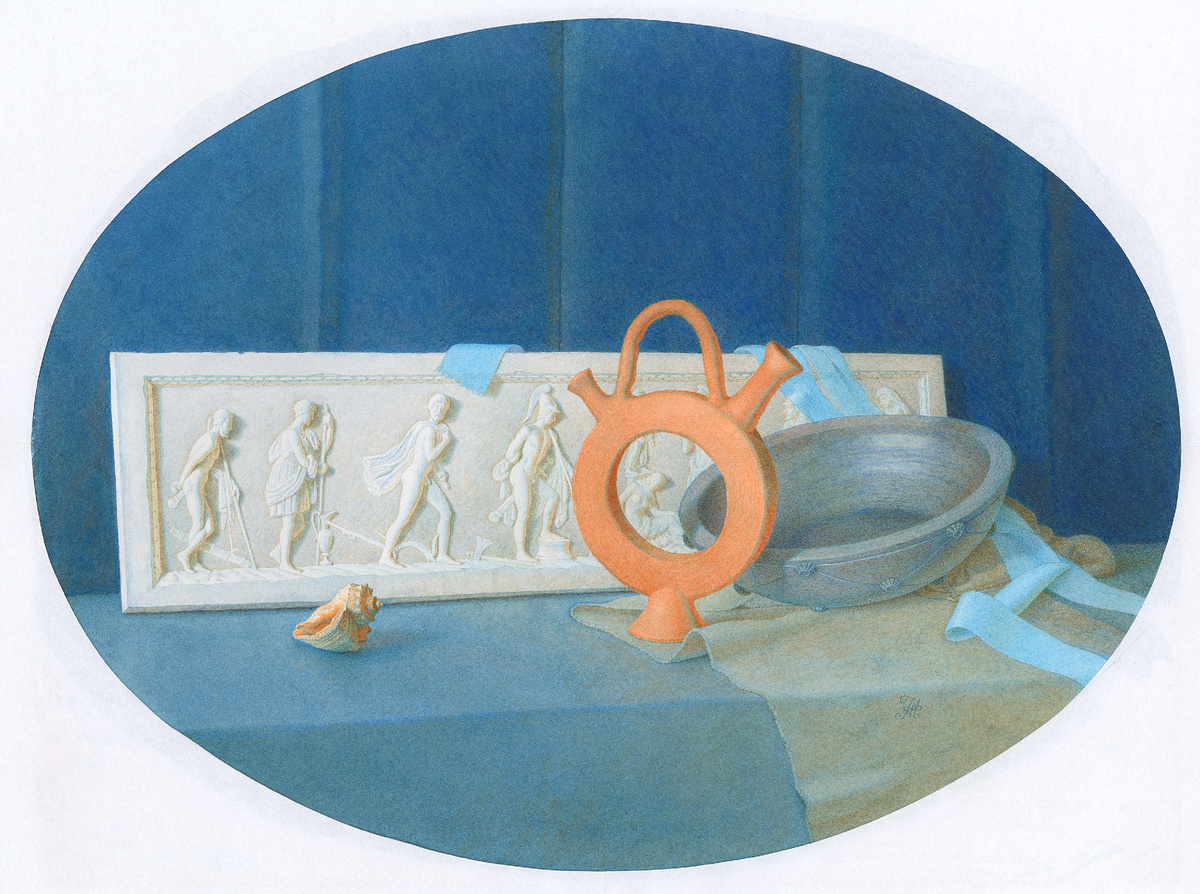 Мухин-Чебосарский А. Л. Барельеф с "Жертвоприношением Ифигении". 2017 г., бум., акв., 22х30