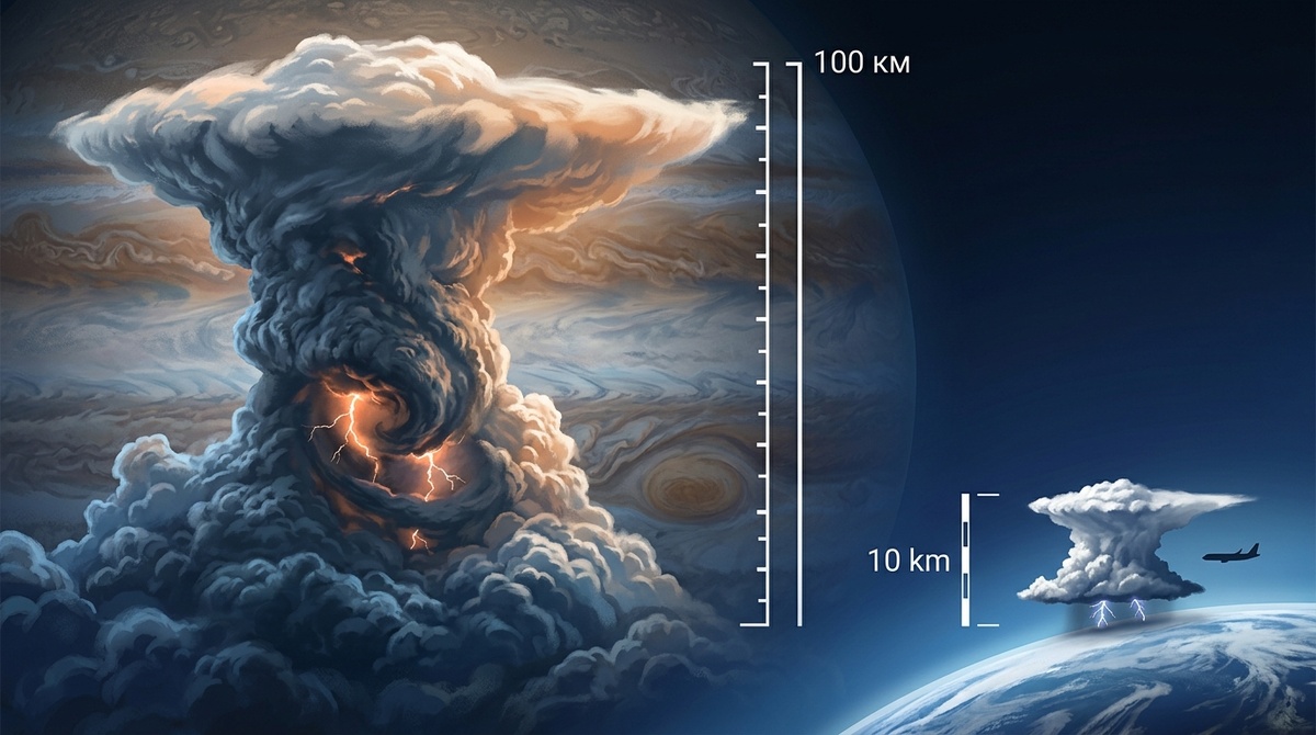    Юпитерианский шторм может достигать 100 км в высоту — в 10 раз больше земного