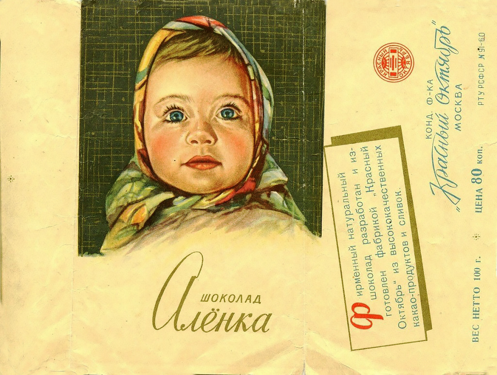 Шоколад "Аленка" кондитерская фабрика "Красный Октябрь"