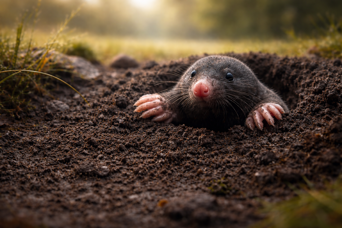 Крот на огородном участке
