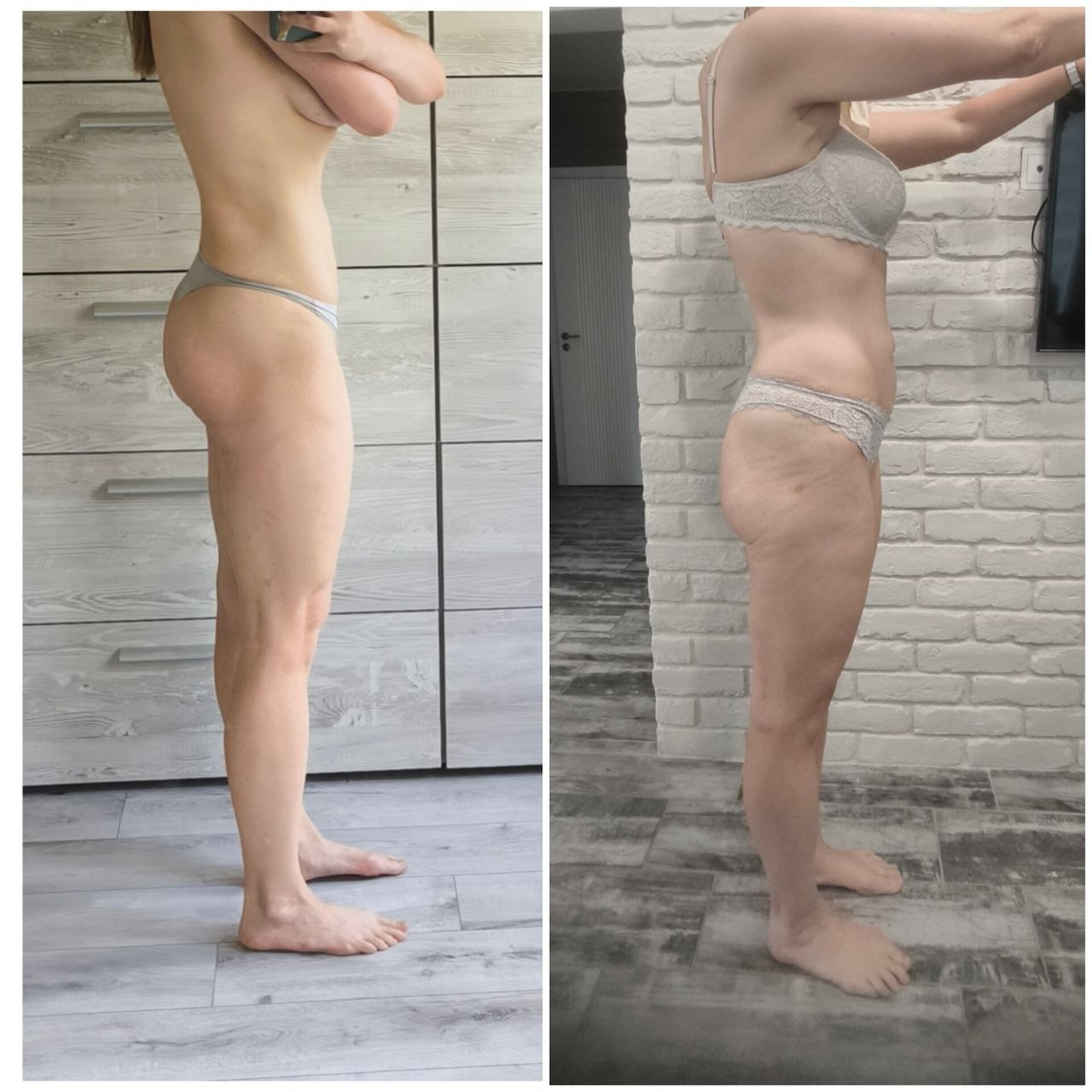 Вот я: первое фото после года в зале - второе перед залом.