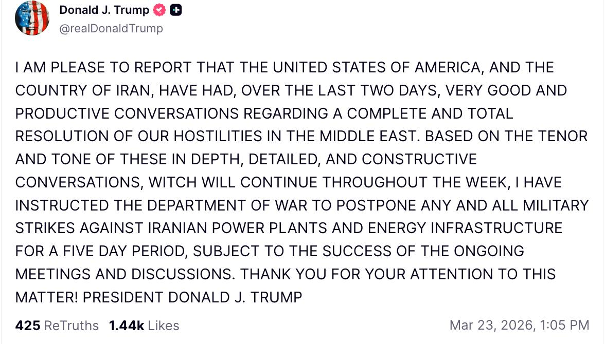 Скрин: соцсеть Трампа