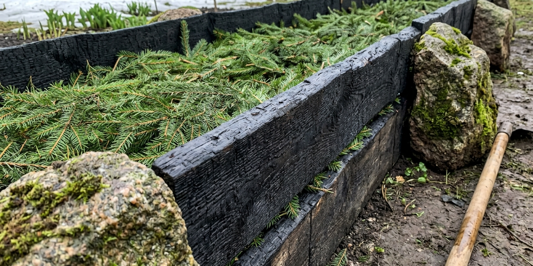 Почему я больше не покупаю пластиковые бордюры: Как я делаю «вечные» клумбы из старых досок и камней, найденных за сараем