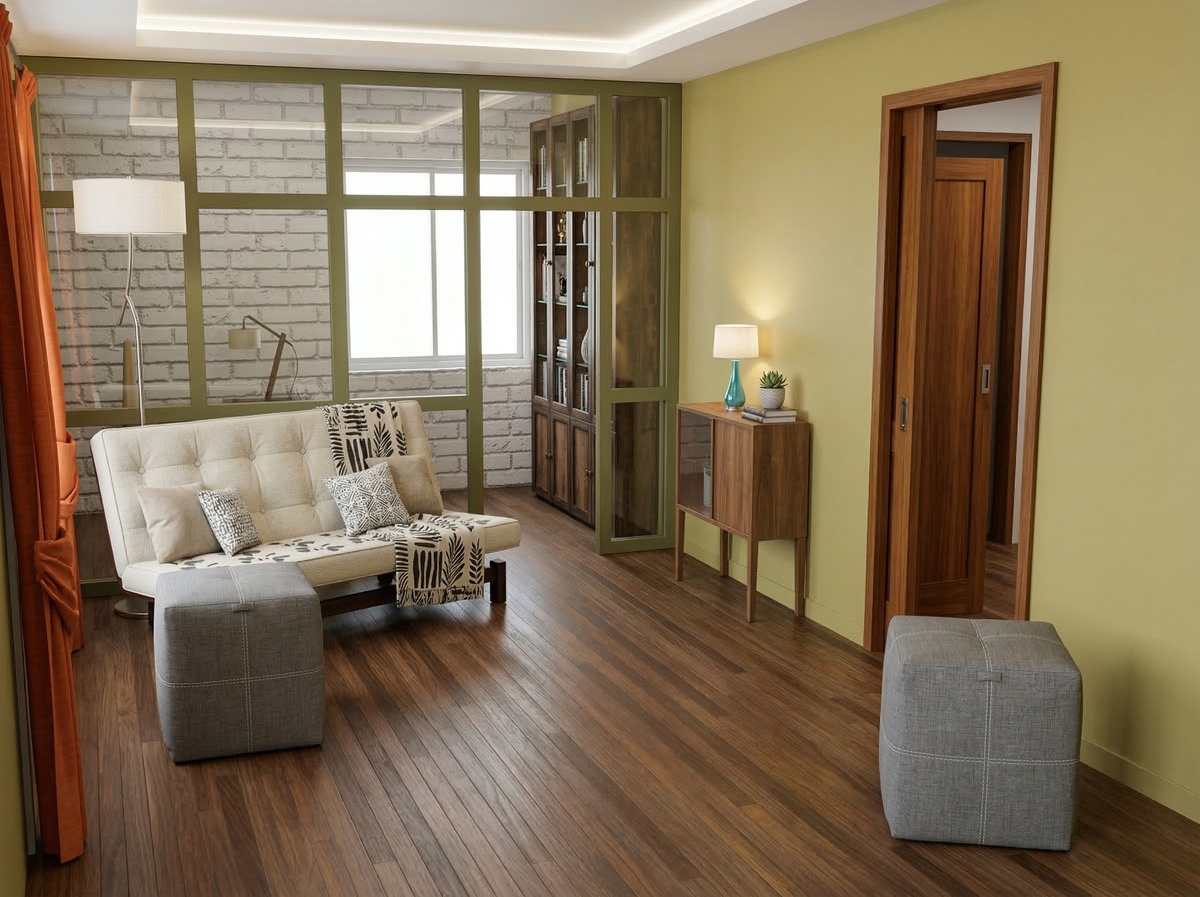 Визуализации интерьера дома: первый этаж. Маленькая гостиная.