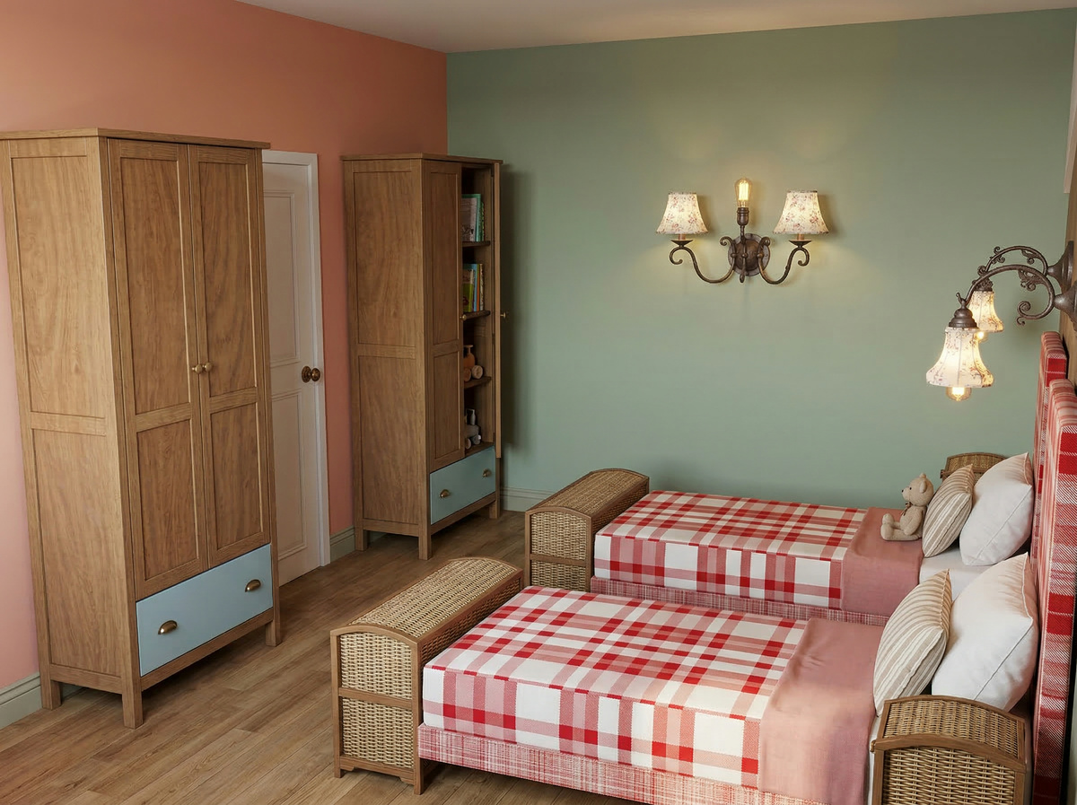 Визуализации интерьера дома: второй этаж. Спальня детей.