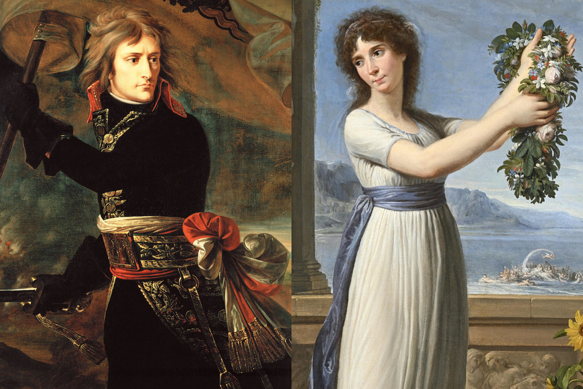 Генерал Бонопарт на Аркольском мосту (фрагмент). Антуан-Жан Гро, 1796 г.
Жозефина Бонопарт, коронующая миртовое дерево (фрагмент). Андреа Аппиани, 1796 г.