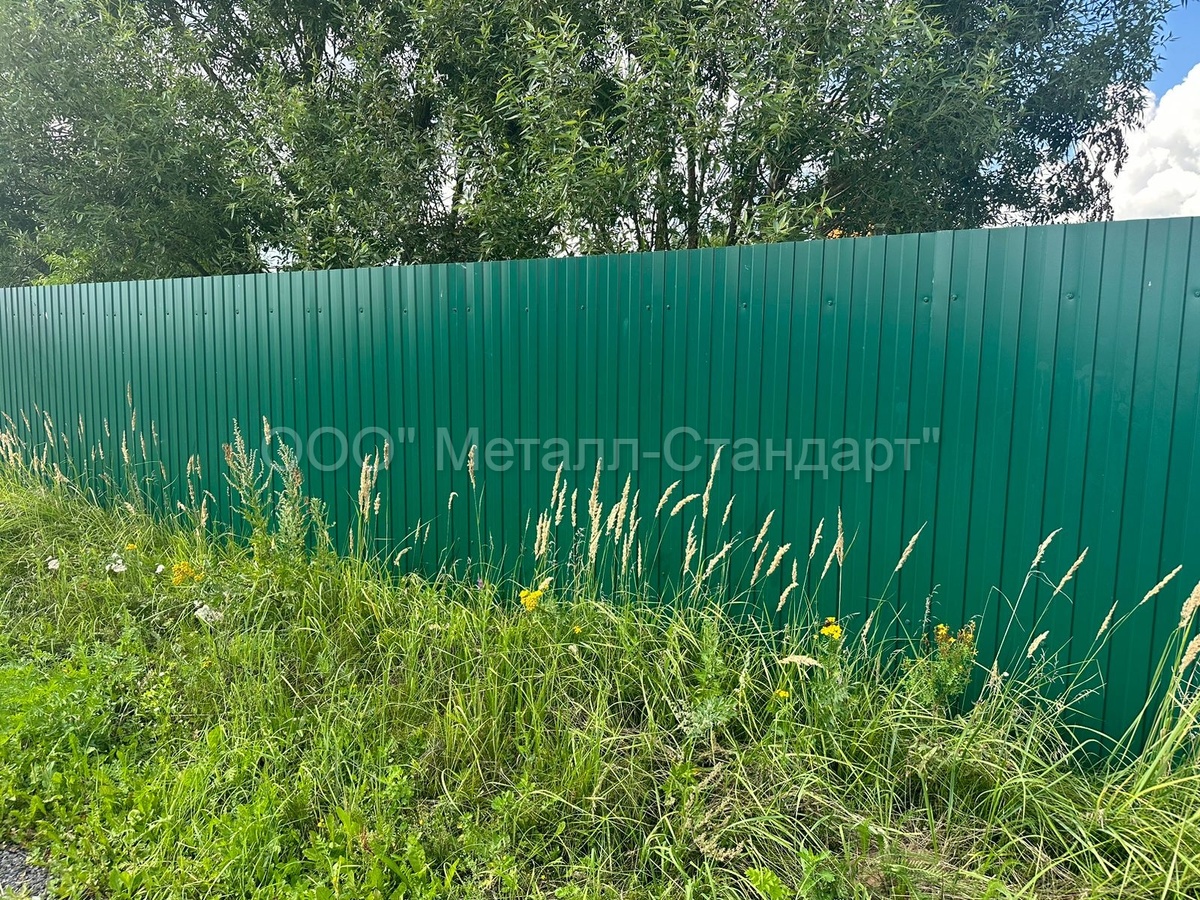 Забор из профнастила в RAL 6005 зеленый мох