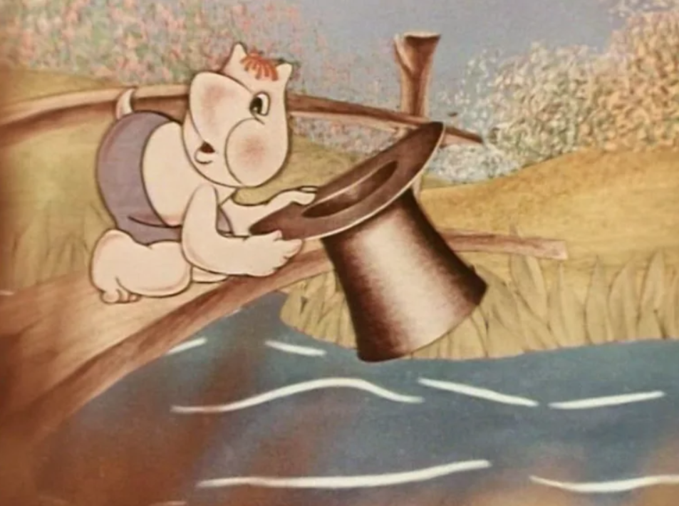 картинка из советского мультфильма "Все дело в шляпе" (1980 г.) о приключениях семьи Мумми Тролей и их друзей.