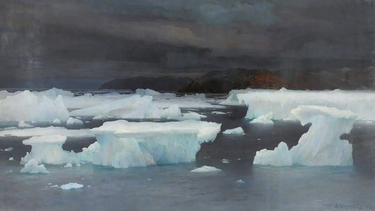 «В области вечного льда. Лето», Александр Борисов.1897, 201×356 см. Государственная Третьяковская галерея. Источник: artchive.ru