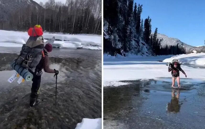    Несмотря на сильнейший мороз, вода в реке Большой Абакан не замерзает: на самом сложном отрезке пути парням пришлось пройти 14 бродов.@oleg.taiga