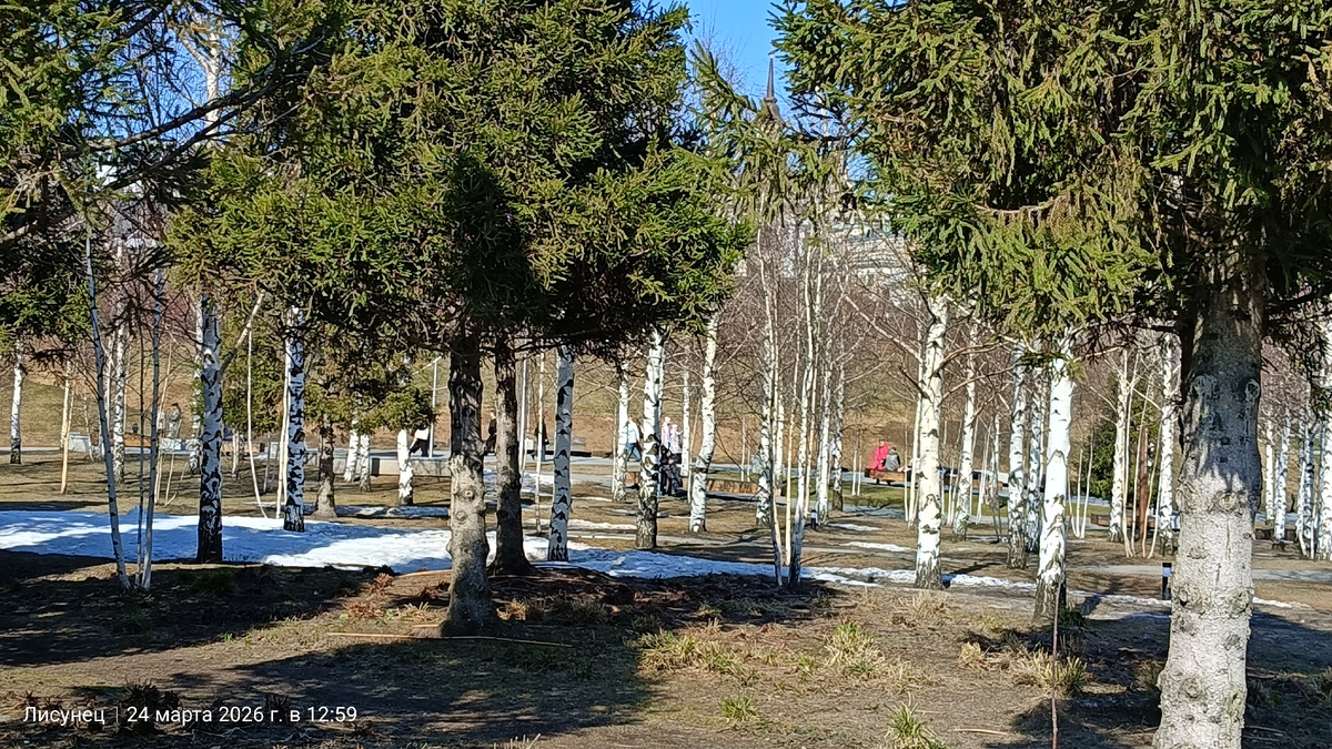 В Зарядье можно увидеть небольшие островки снега.фото автора