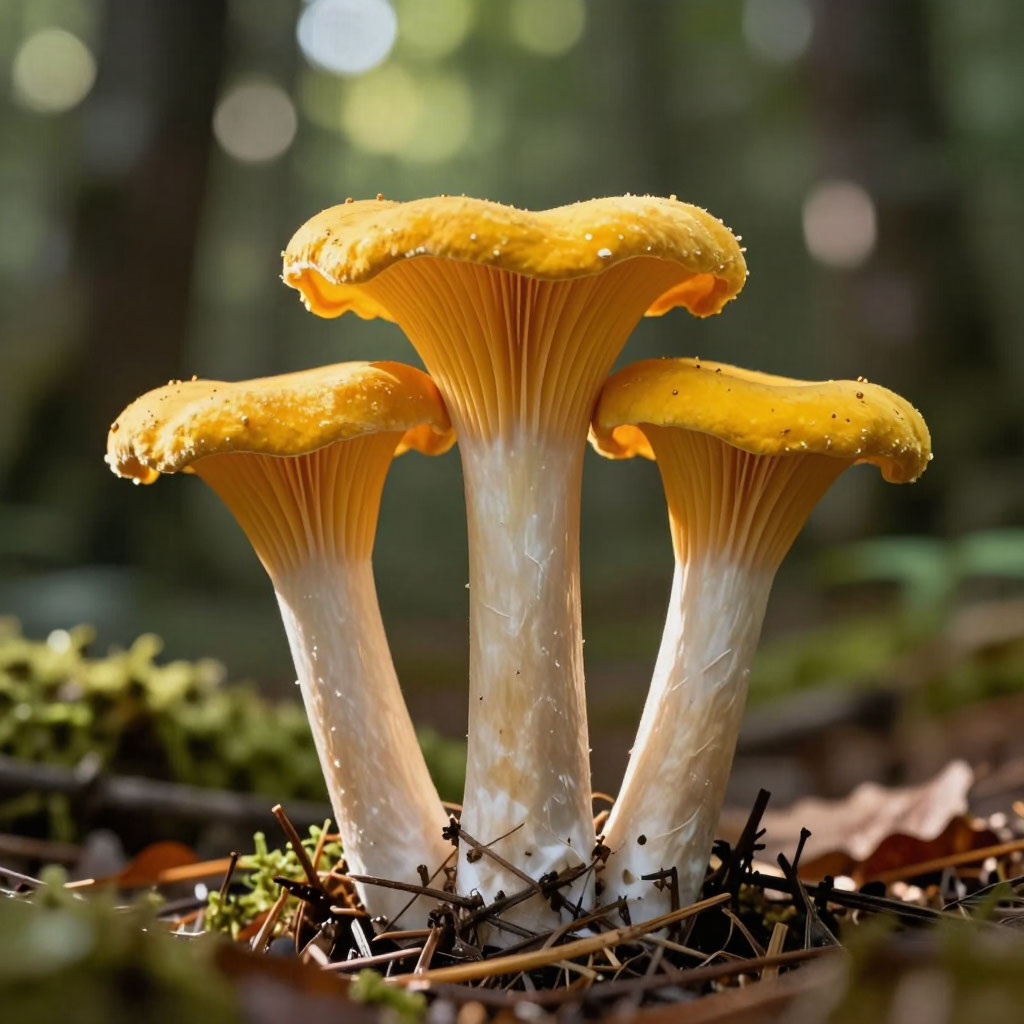 яркие солнечные грибы лисички