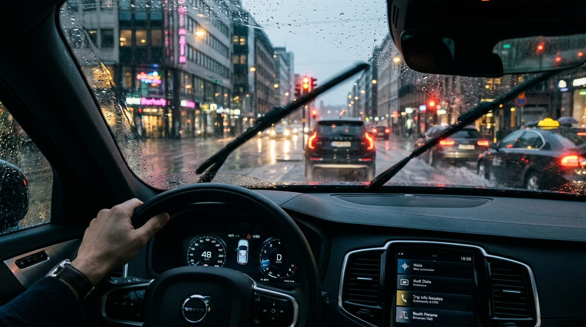 Вид из салона автомобиля