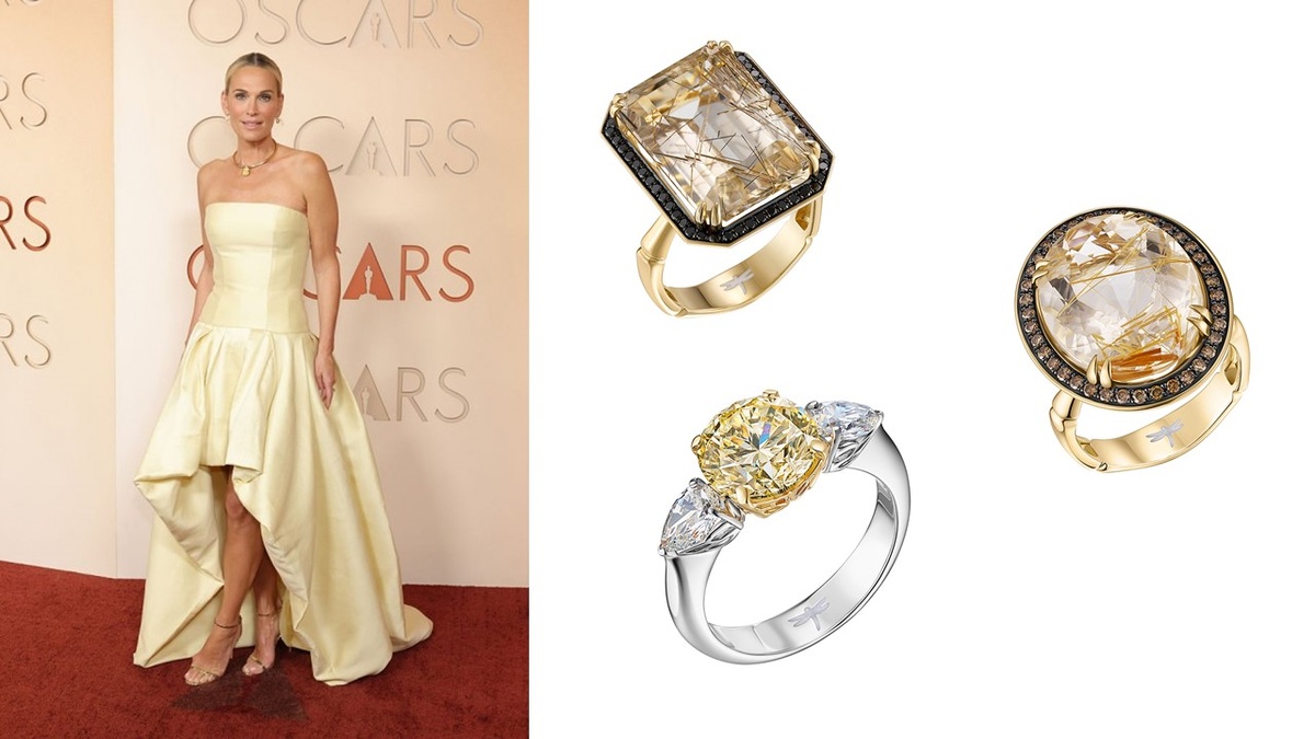 Кольца с кварцем-волосатиком, и кольцо с желтым бриллиантом