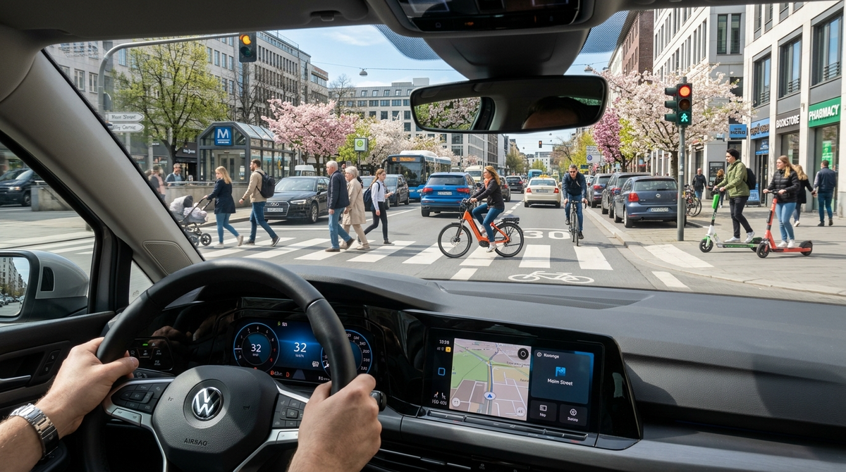 Городская улица с пешеходным переходом