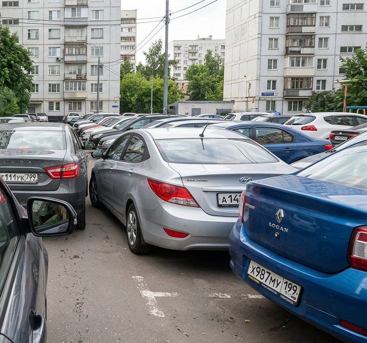 Парковка во дворе жилого дома