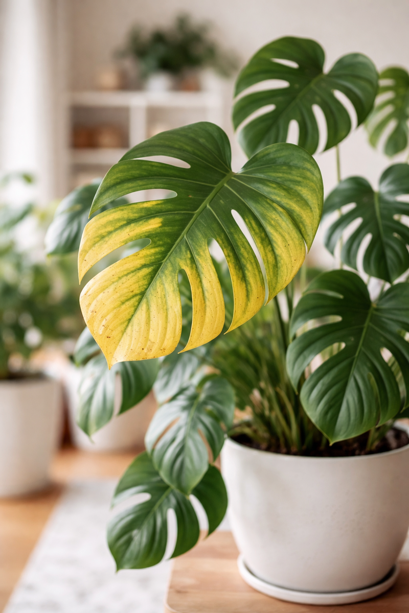 Монстера с хлорозом от ИИ