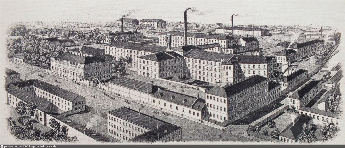 Суконная фабрика братьев Носовых в Москве. Гравюра 1900-1910 гг. Источник: pastvu.com