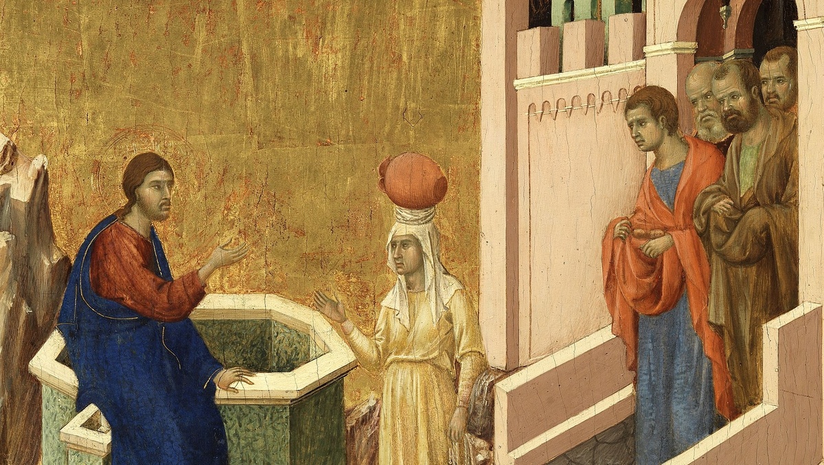 Иисус и самаритянка. Дуччо ди Буонинсенья