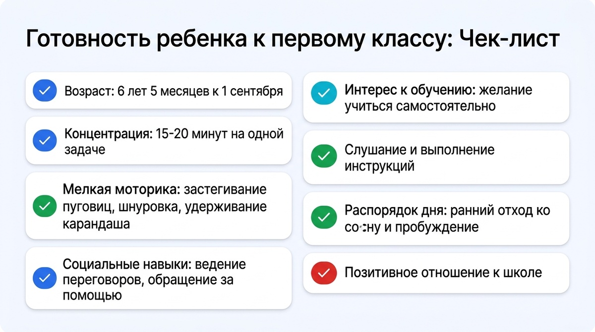 Готовность ребёнка к первому классу: чек-лист  📷
