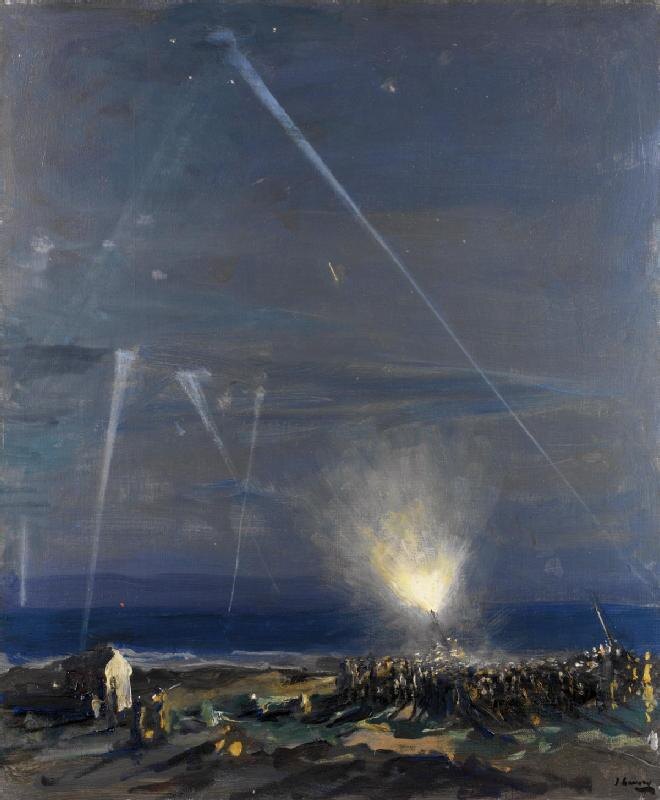     Джон Лавери. Береговая оборона 18-фунтовыми зенитками, Тайнсайд. 1917