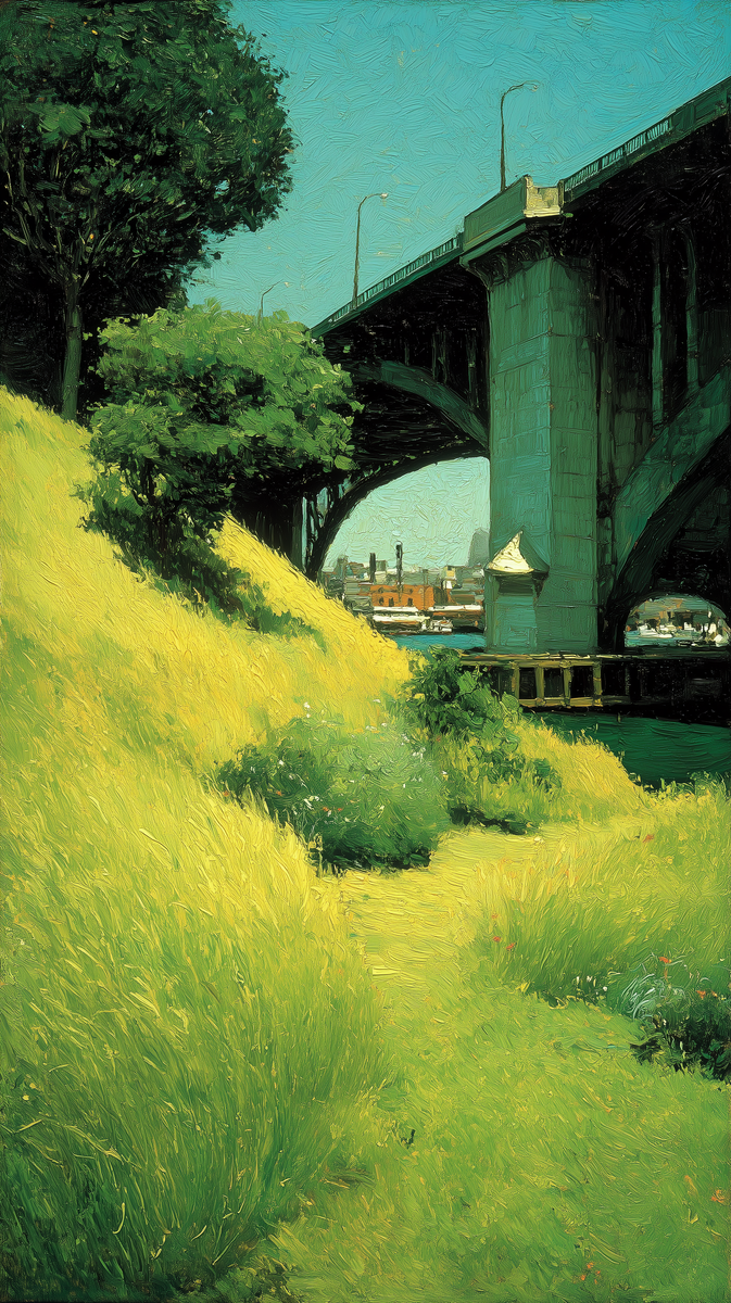 Склон у высокого моста