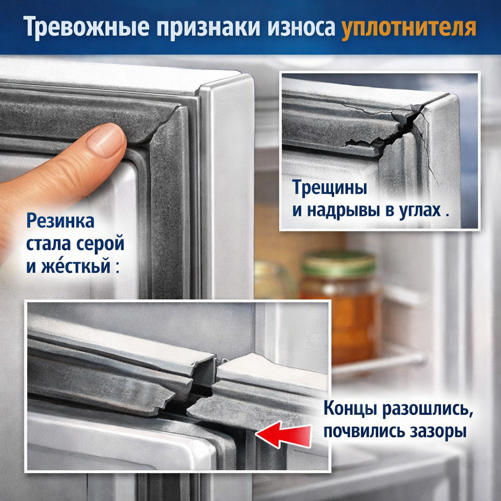 Обычно владельцы замечают не сам уплотнитель, а последствия.


