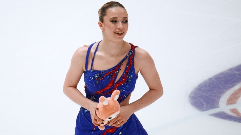 Камила Валиева в Петербурге на Кубке Первого канала. 21 марта 2026 г. после исполнения короткой программы.