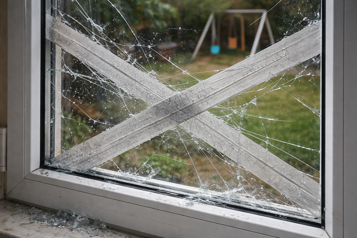 Трещины, сколы, разбитое стекло — после удара, ремонта, игры детей или града. 
