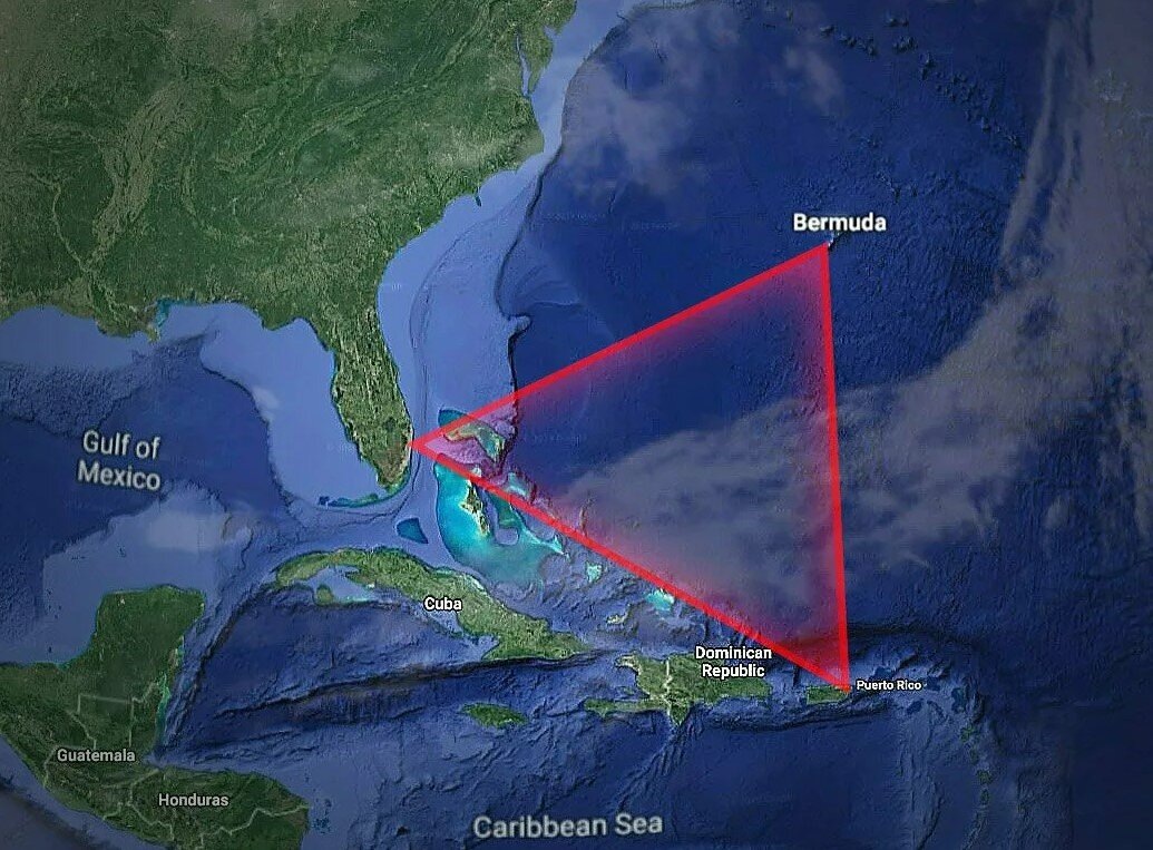 Карта-схема Бермудского треугольника.