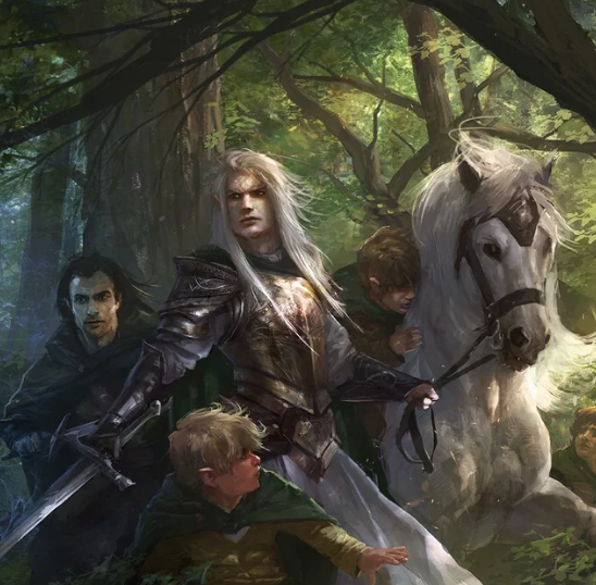 Глорфиндел, Фродо, Сэм и Арагорн