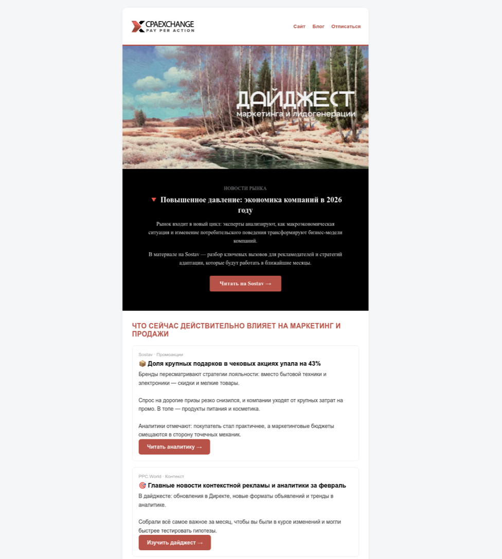 Один из свежих выпусков дайджеста CPAExchange. Каждую неделю - подборка самого полезного для тех, кто работает с трафиком.
