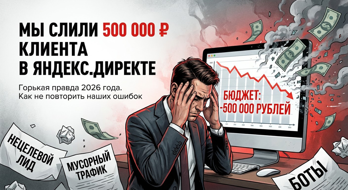 Мы слили 500 000 рублей клиента, чтобы понять одну страшную вещь о Яндекс Директе в 2026 году