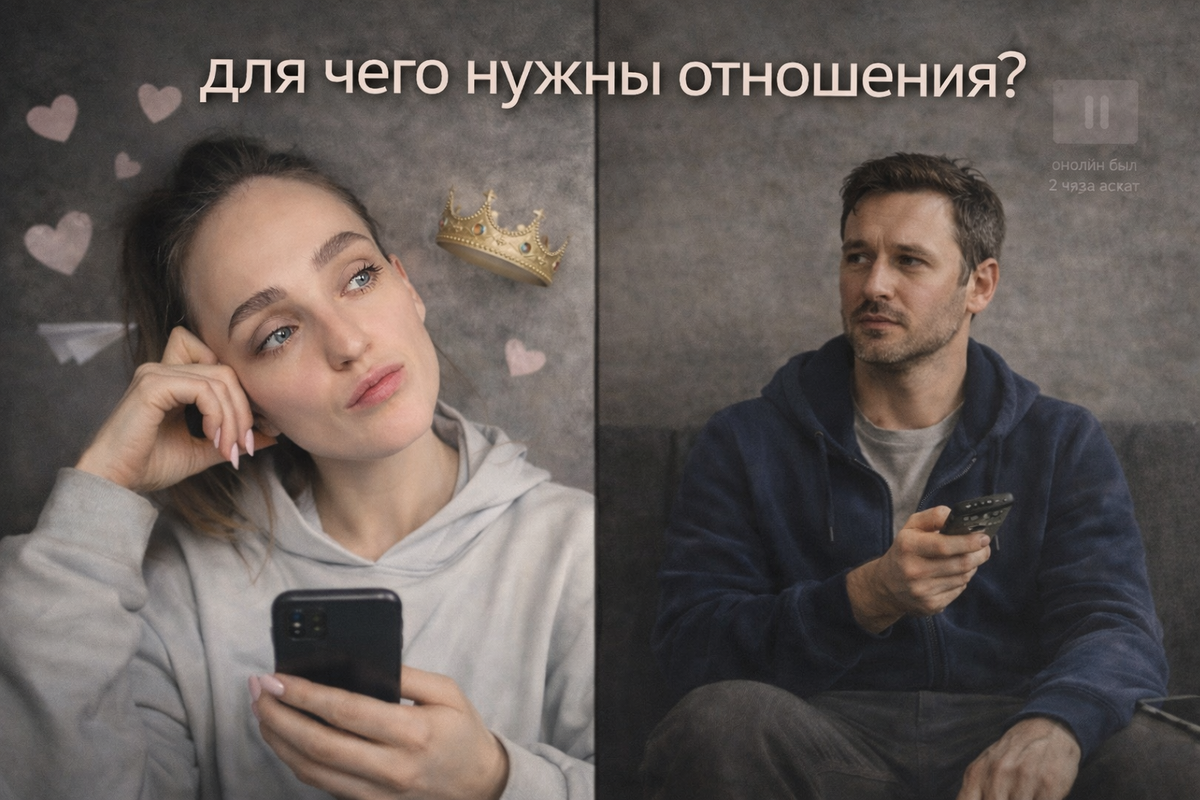 Мы так долго жили в идее, что отношения — это завоевание, игра, напряжение, кто первый написал и кто сильнее вложился, что теперь многие вообще не понимают, что делать, когда эта схема перестаёт работать.

Написала текст не только про первый шаг, а про более неприятный вопрос: зачем нам вообще отношения, если мы идём туда не за живым контактом, а за спасением от себя, своей тревоги и пустоты.