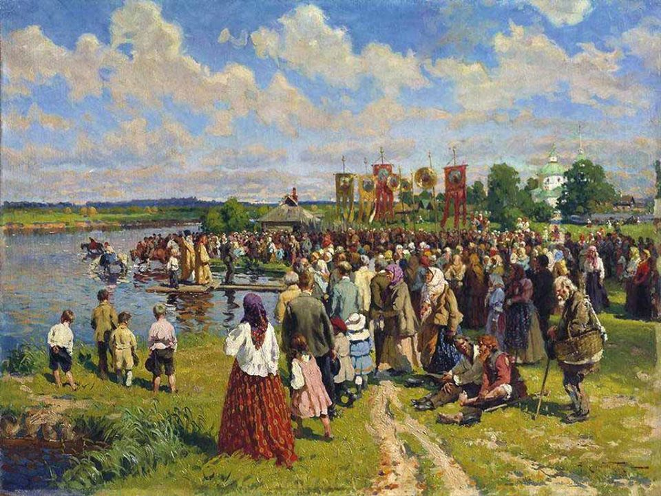 «Крестный ход на Флора и Лавра», 1921-1923 годы, холст, масло, 75 x 100 см