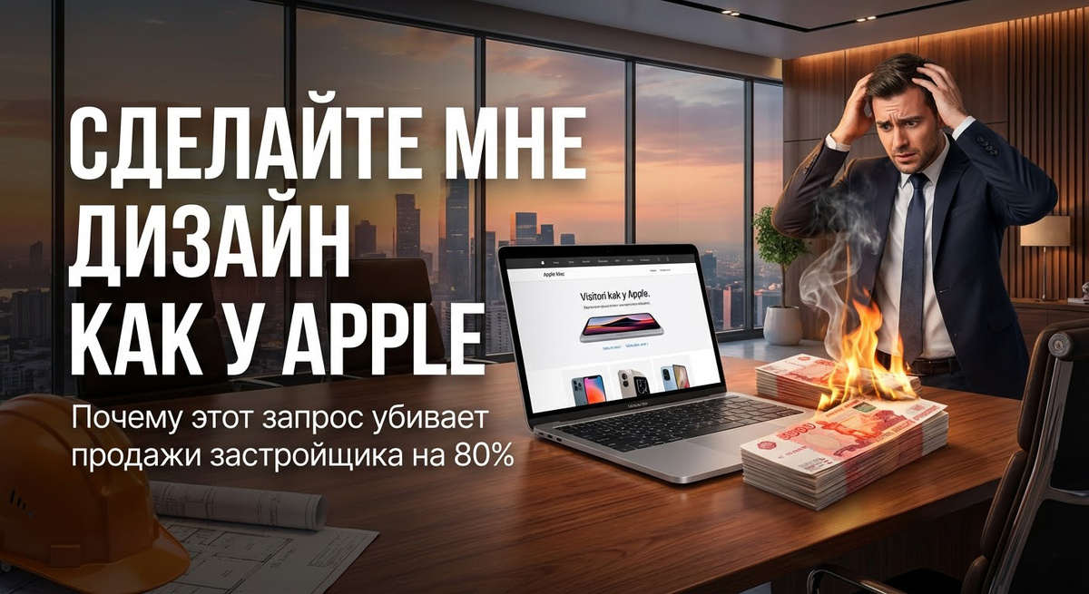 «Сделайте мне дизайн как у Apple». Почему этот запрос от застройщика убивает продажи на 80%