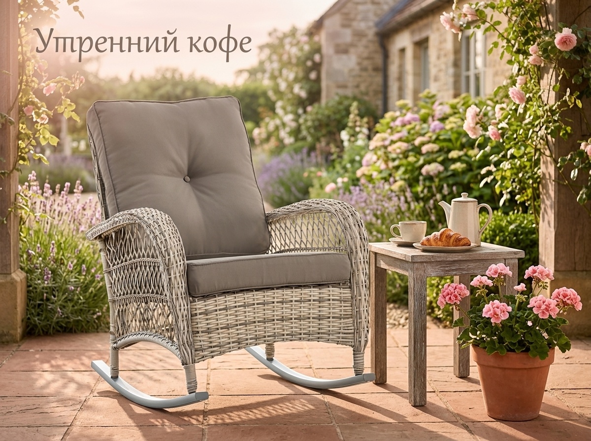 Кресло-качалка из искусственного ротанга Порто