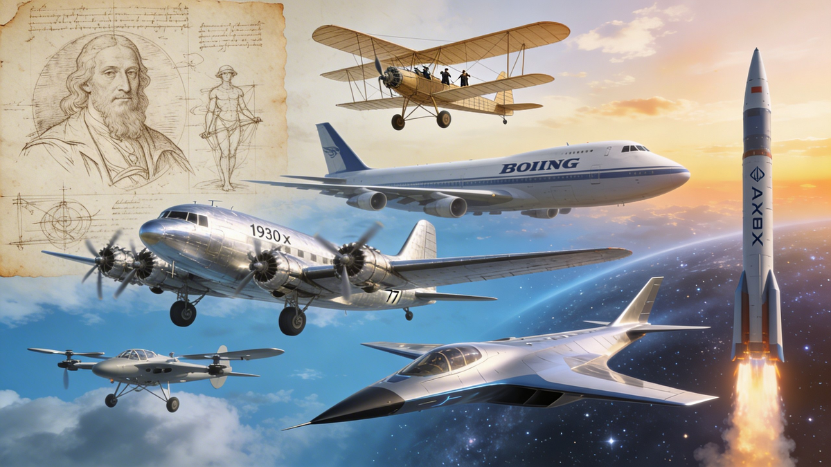 Поднять человека в воздух — древнейшая мечта, воплощённая в мифах о Дедале и Икаре. Но как мы перешли от фантазий к регулярным рейсам, сверхзвуковым истребителям и космическим челнокам? Давайте проследим путь самолёта — от первых чертежей до современных лайнеров!