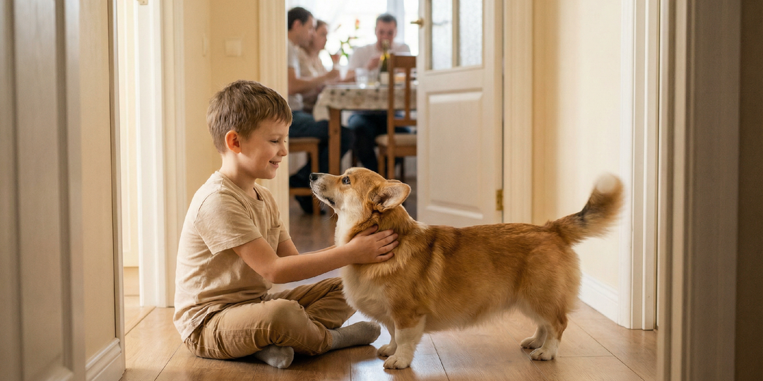 Сын 7 лет стоял за дверью кухни — корги всё изменил за два месяца