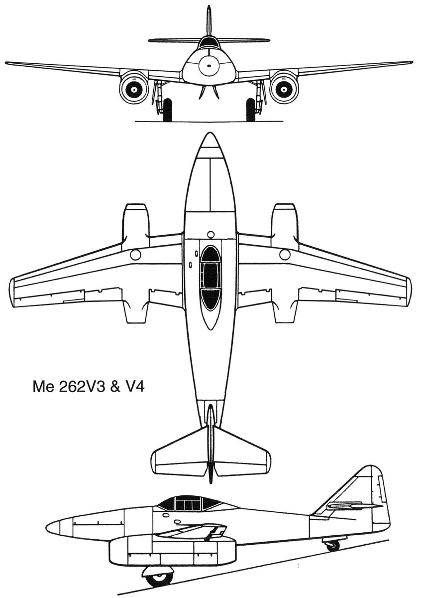 Эскиз Me.262 V3 и V4