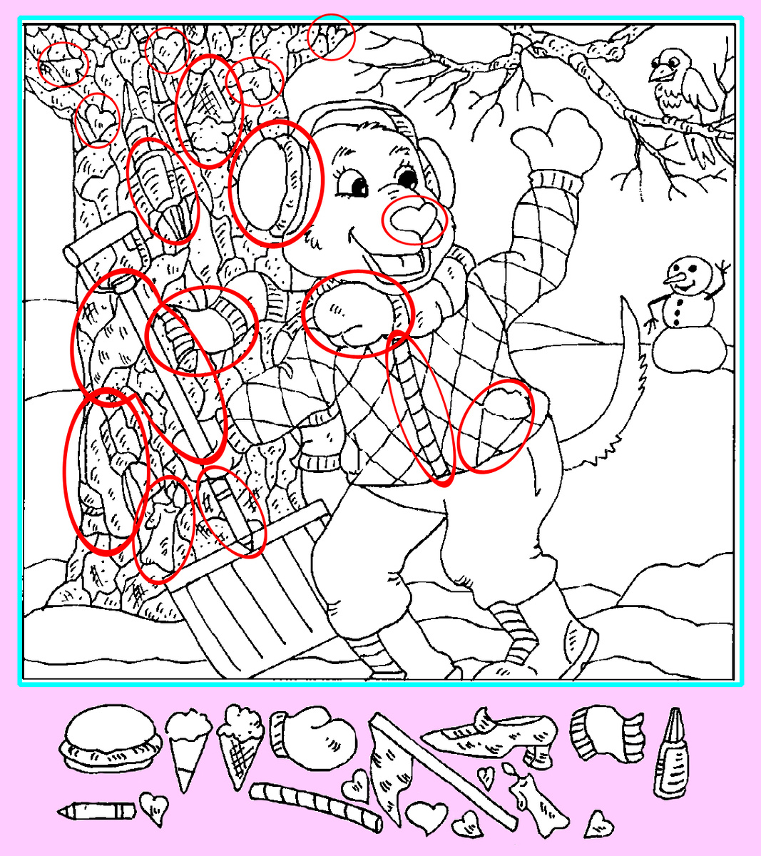 Картинка-ответ (17 предметов для поиска). Картинка подготовлена автором