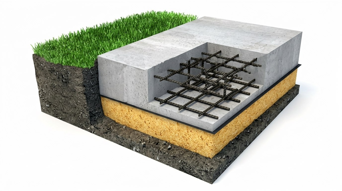 Схема распределения нагрузки плитного фундамента на подвижных грунтах Крыма