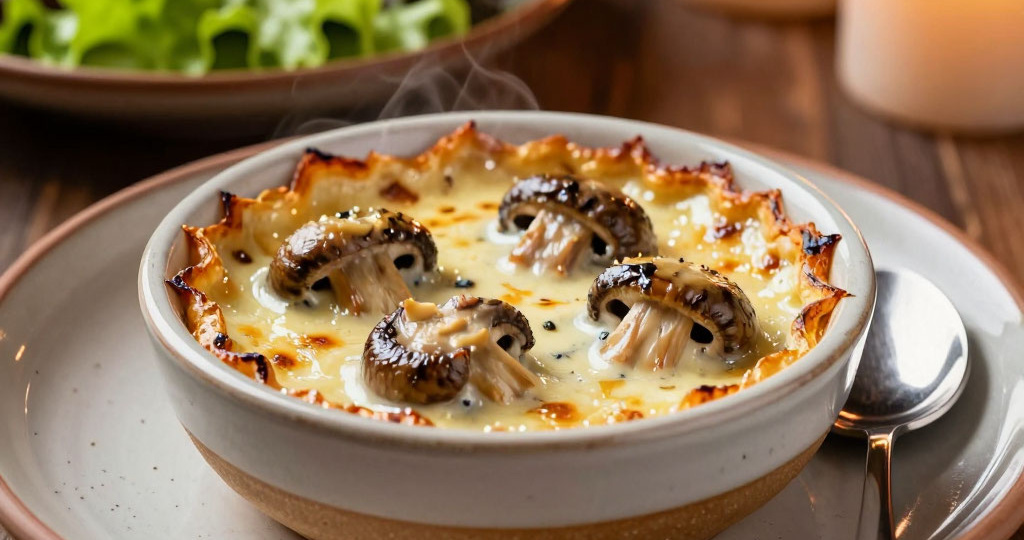 Классический жульен: нежный грибной крем-суп, который покорит ваше сердце.