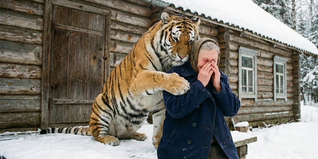 Она думала, что дикий зверь хочет ее растерзать. Но тигр пришел, вовсе не за этим...